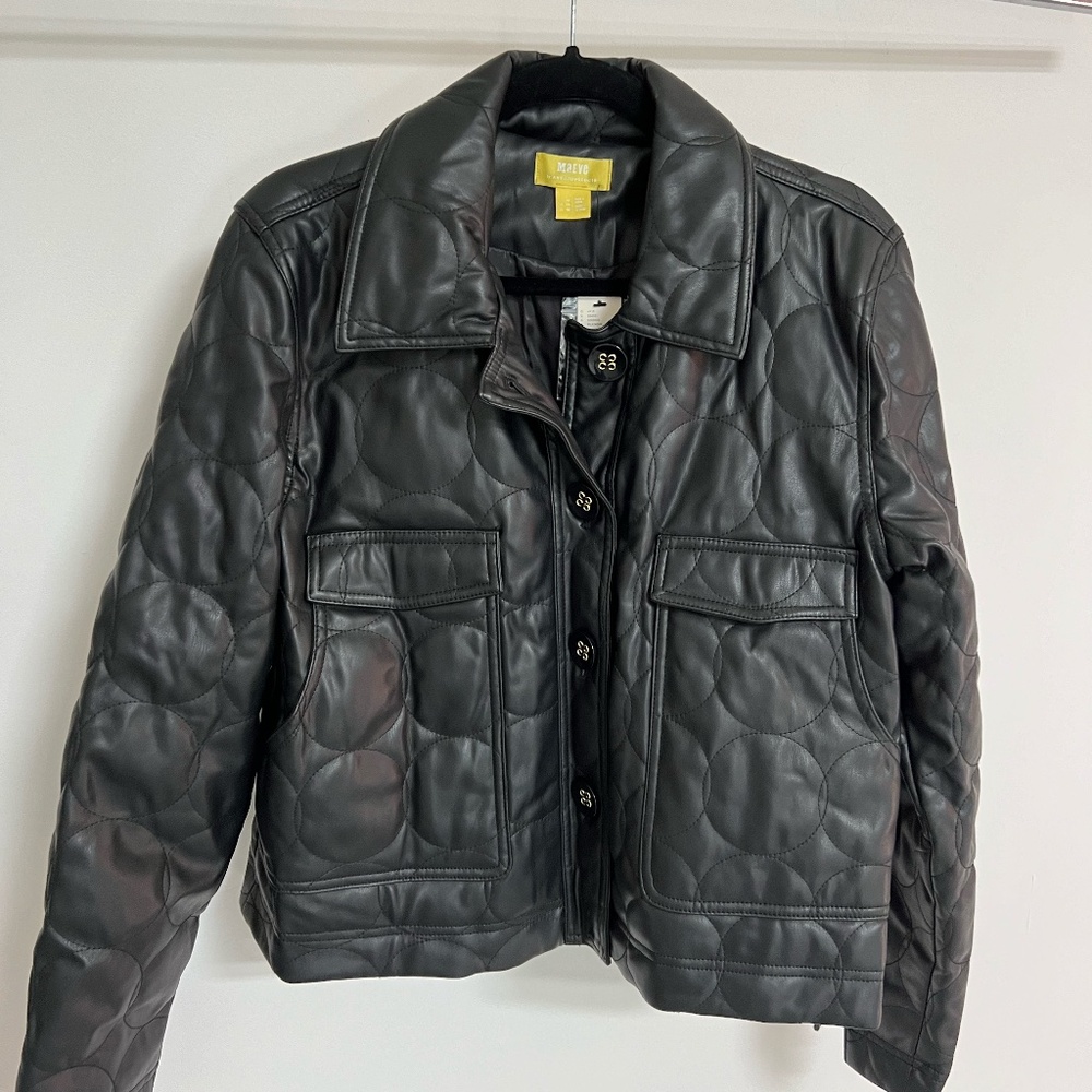 Maeve Vegan leather jacket with quilting details and super cute buttons, NWT